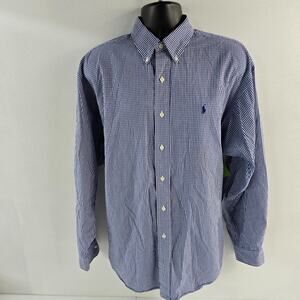 Ralph Lauren dress shirt blue plaid blake XL mens‎ button down 6308